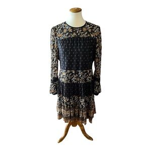 #171, Michael Kors Black Tiered Bishop Sleeve Dress, size L